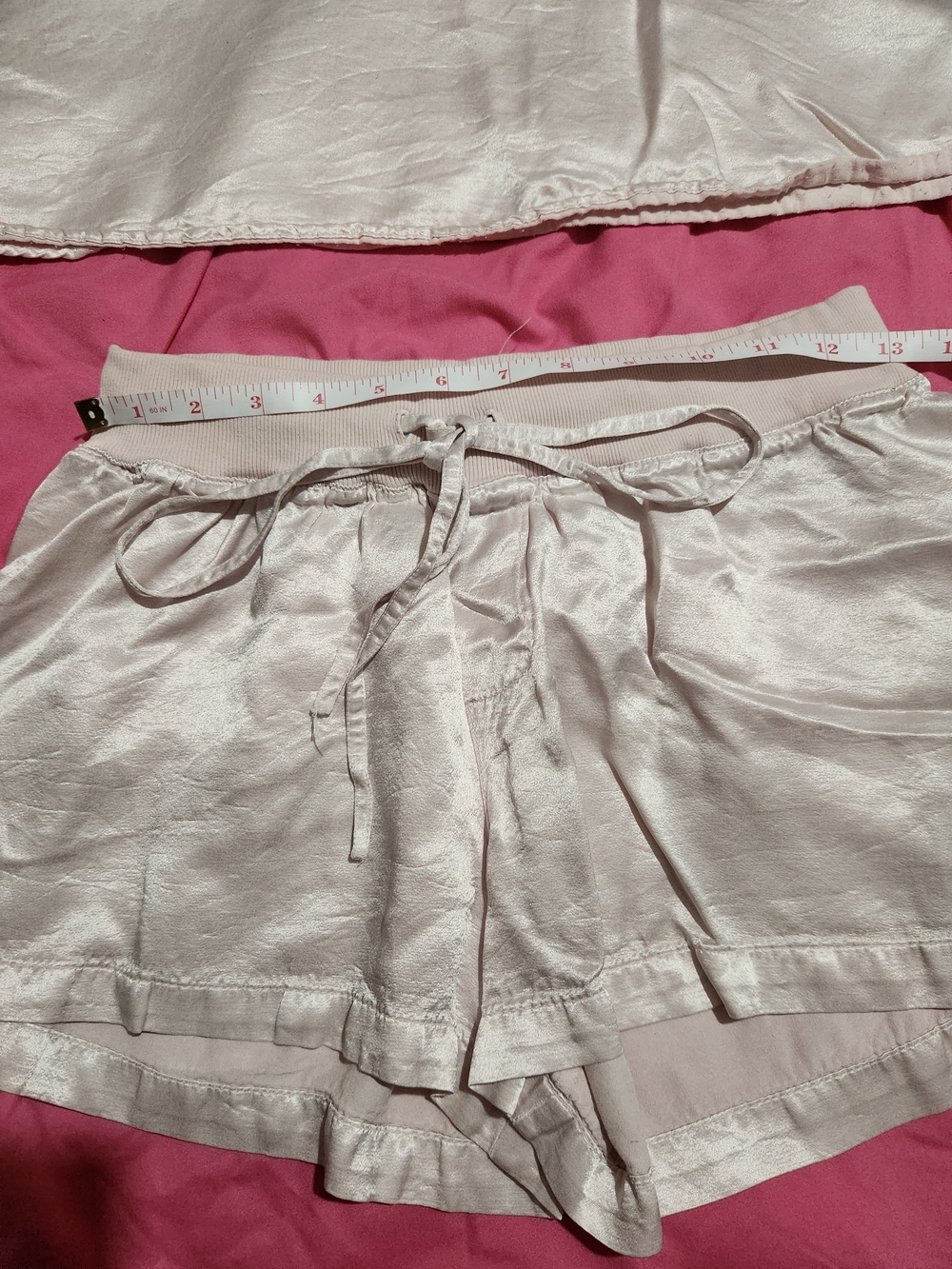 J.Harlow Laura Shiny Satin Blush Pink Two-Piece Pajama Set - Tank & Shorts - Picture 5 of 11